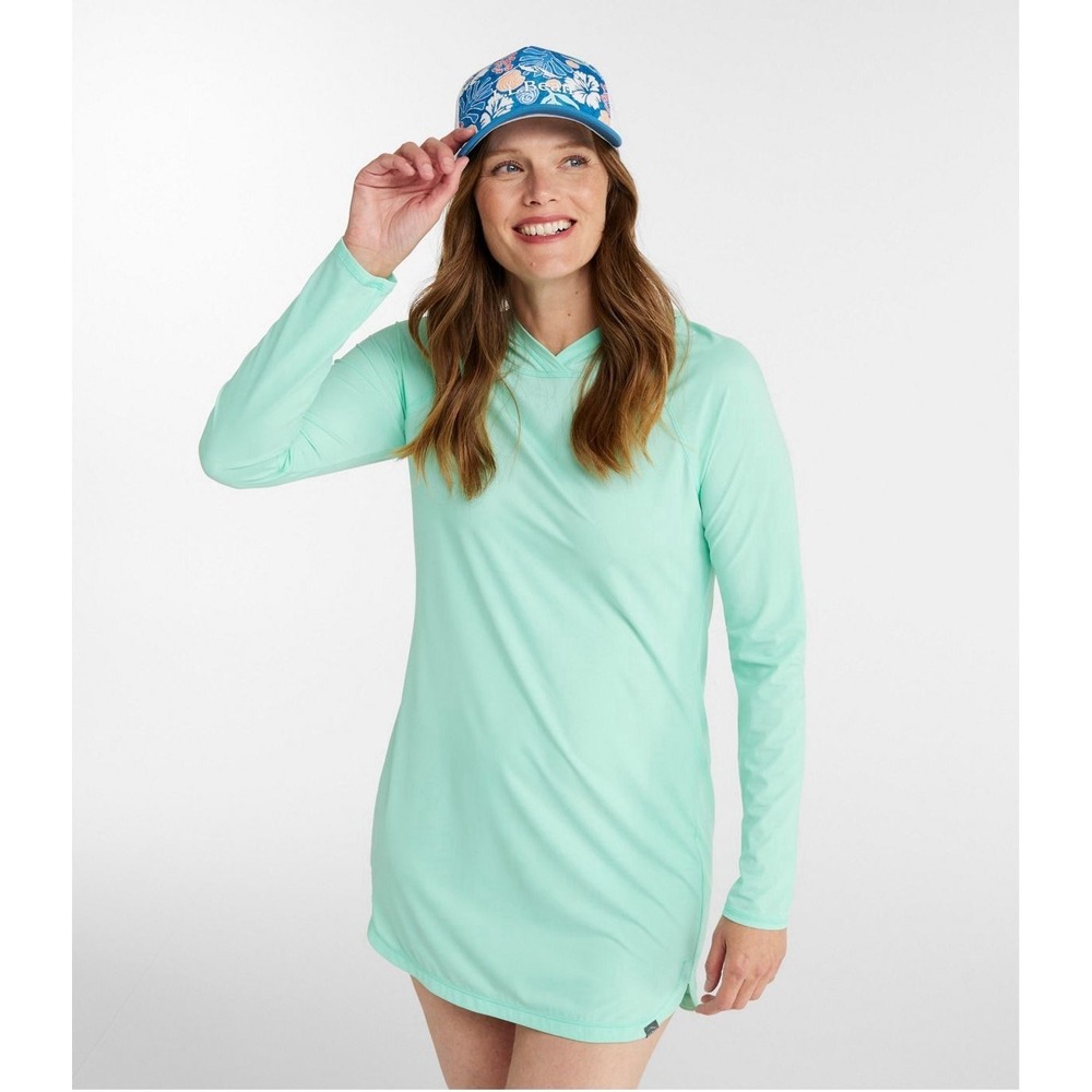 LL Bean Women XS Sun Smart UPF 50 Sun Shirt Hooded Tunic Mint Green 506399